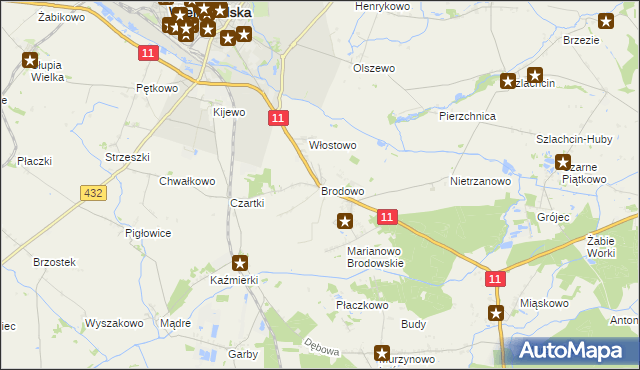 mapa Brodowo gmina Środa Wielkopolska, Brodowo gmina Środa Wielkopolska na mapie Targeo