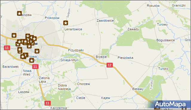 mapa Brzezie gmina Pleszew, Brzezie gmina Pleszew na mapie Targeo