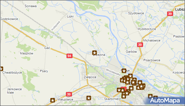 mapa Brzezina gmina Skarbimierz, Brzezina gmina Skarbimierz na mapie Targeo