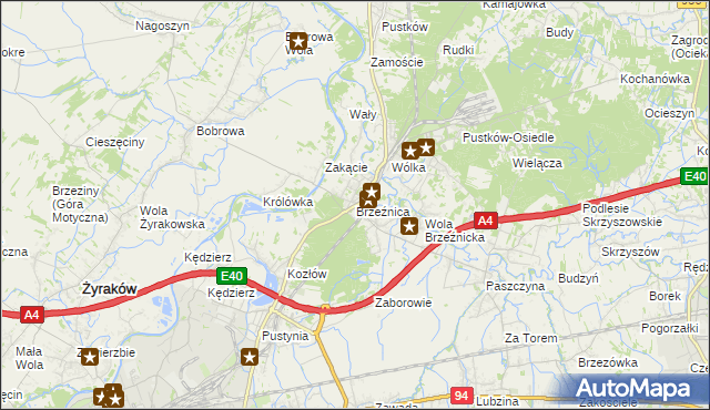 mapa Brzeźnica gmina Dębica, Brzeźnica gmina Dębica na mapie Targeo