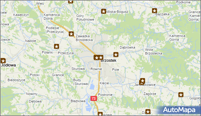 mapa Brzostek powiat dębicki, Brzostek powiat dębicki na mapie Targeo