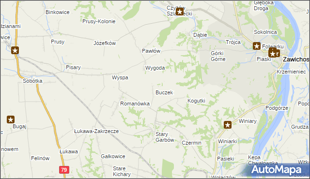 mapa Buczek gmina Dwikozy, Buczek gmina Dwikozy na mapie Targeo