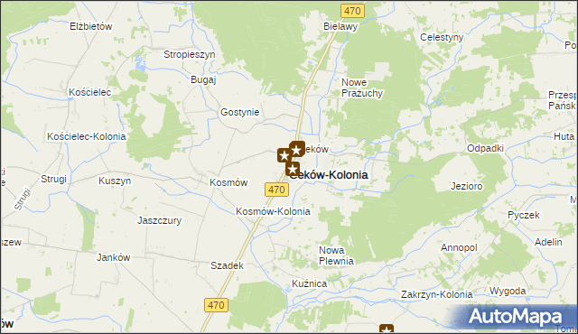 mapa Ceków-Kolonia, Ceków-Kolonia na mapie Targeo