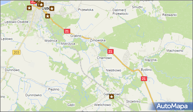 mapa Charnowo gmina Ustka, Charnowo gmina Ustka na mapie Targeo