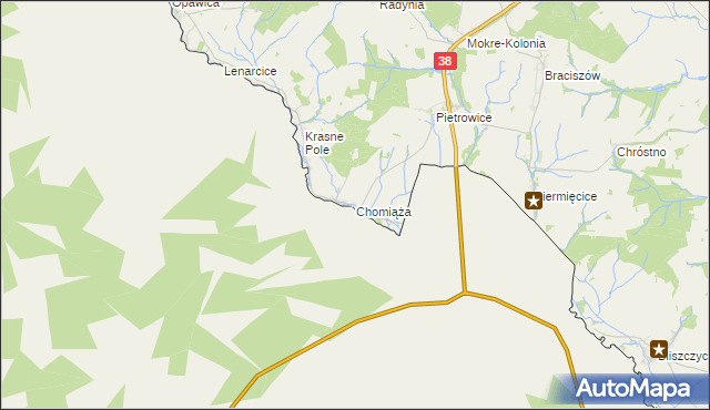 mapa Chomiąża gmina Głubczyce, Chomiąża gmina Głubczyce na mapie Targeo