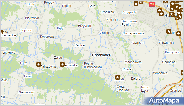mapa Chorkówka, Chorkówka na mapie Targeo