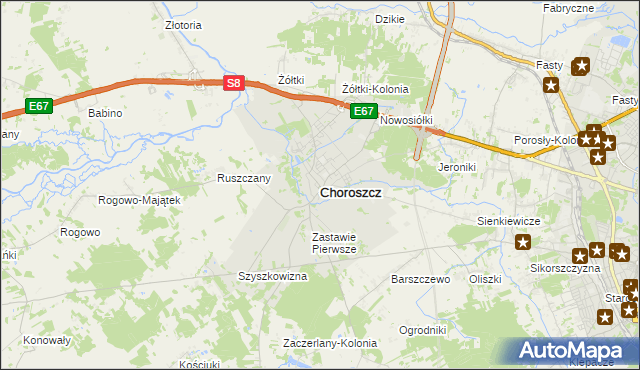 mapa Choroszcz, Choroszcz na mapie Targeo