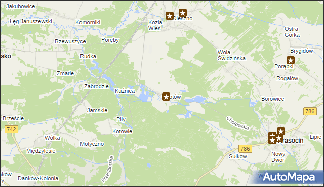 mapa Chotów gmina Krasocin, Chotów gmina Krasocin na mapie Targeo