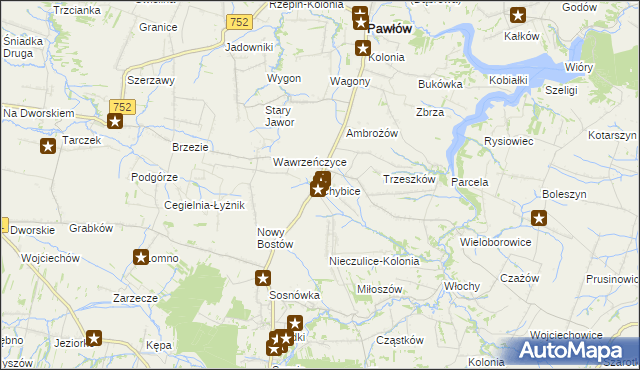 mapa Chybice, Chybice na mapie Targeo