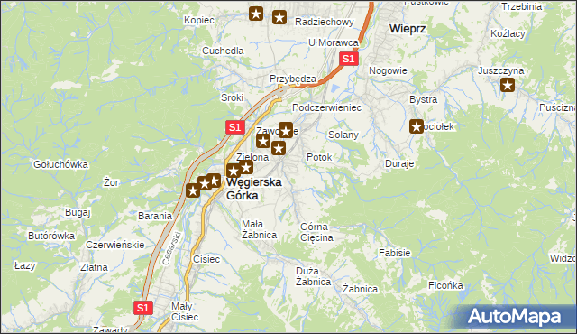 mapa Cięcina, Cięcina na mapie Targeo