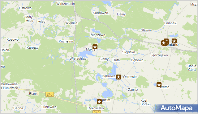 mapa Cisiny, Cisiny na mapie Targeo