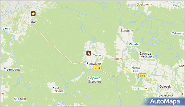 mapa Cisów gmina Daleszyce, Cisów gmina Daleszyce na mapie Targeo