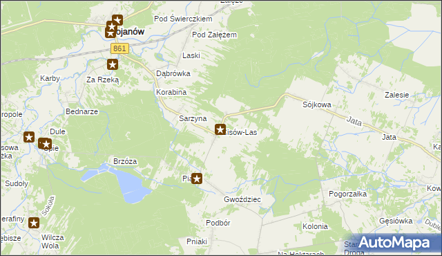 mapa Cisów-Las, Cisów-Las na mapie Targeo