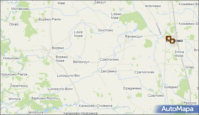 mapa Czachorowo gmina Gozdowo, Czachorowo gmina Gozdowo na mapie Targeo