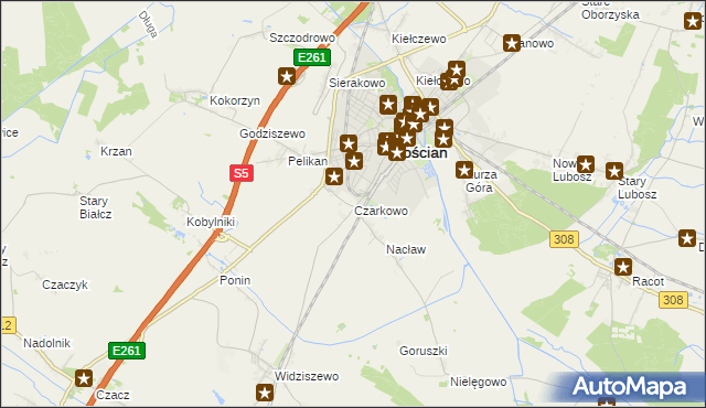 mapa Czarkowo gmina Kościan, Czarkowo gmina Kościan na mapie Targeo