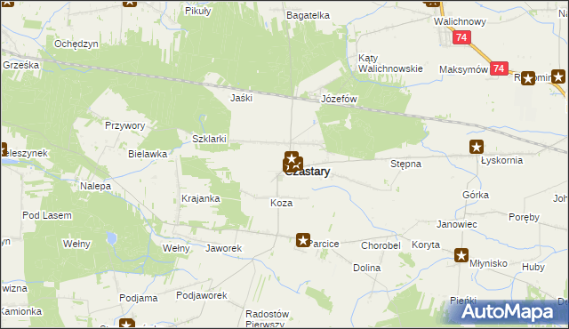 mapa Czastary, Czastary na mapie Targeo