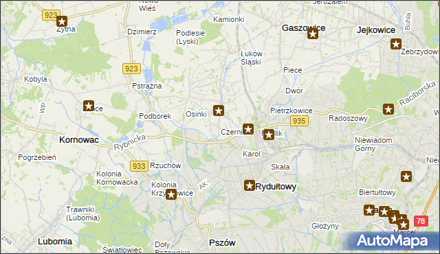 mapa Czernica gmina Gaszowice, Czernica gmina Gaszowice na mapie Targeo