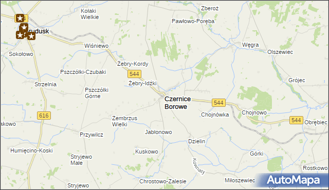 mapa Czernice Borowe, Czernice Borowe na mapie Targeo