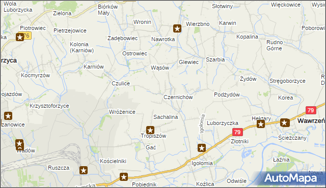 mapa Czernichów gmina Koniusza, Czernichów gmina Koniusza na mapie Targeo