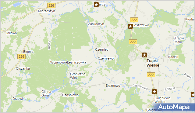 mapa Czerniewo gmina Trąbki Wielkie, Czerniewo gmina Trąbki Wielkie na mapie Targeo