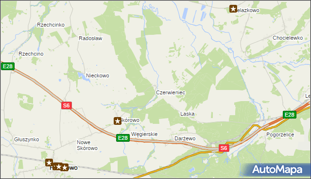mapa Czerwieniec gmina Potęgowo, Czerwieniec gmina Potęgowo na mapie Targeo