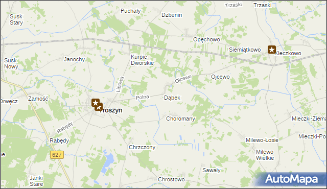 mapa Dąbek gmina Troszyn, Dąbek gmina Troszyn na mapie Targeo