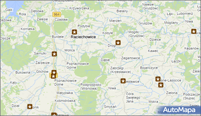 mapa Dąbie gmina Raciechowice, Dąbie gmina Raciechowice na mapie Targeo