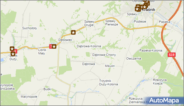 mapa Dąbrowa-Choiny, Dąbrowa-Choiny na mapie Targeo