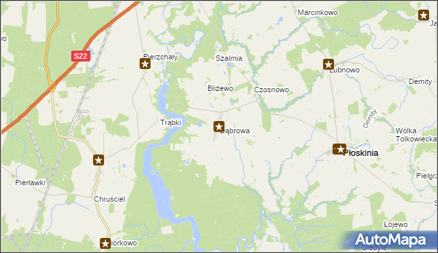 mapa Dąbrowa gmina Płoskinia, Dąbrowa gmina Płoskinia na mapie Targeo