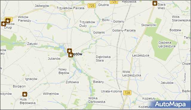 mapa Dąbrówka Stara, Dąbrówka Stara na mapie Targeo