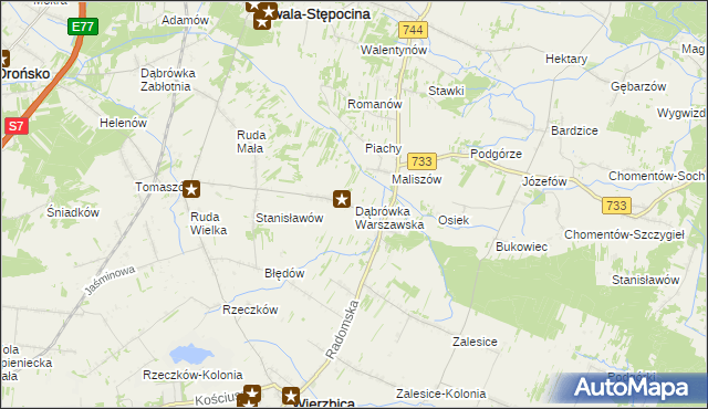 mapa Dąbrówka Warszawska, Dąbrówka Warszawska na mapie Targeo