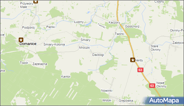 mapa Daćbogi gmina Wiśniew, Daćbogi gmina Wiśniew na mapie Targeo