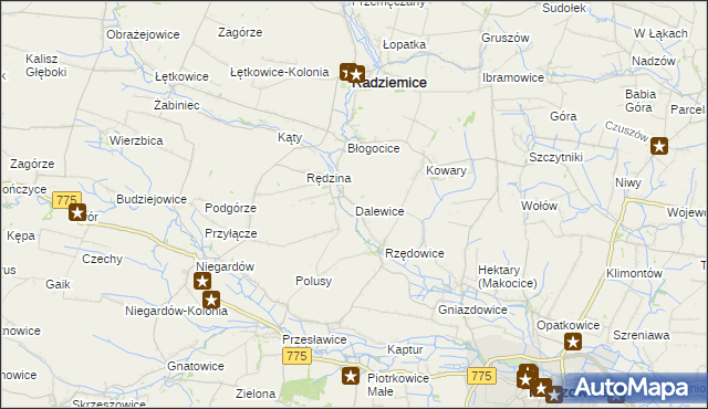 mapa Dalewice, Dalewice na mapie Targeo
