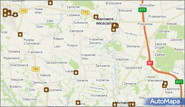 mapa Damice, Damice na mapie Targeo