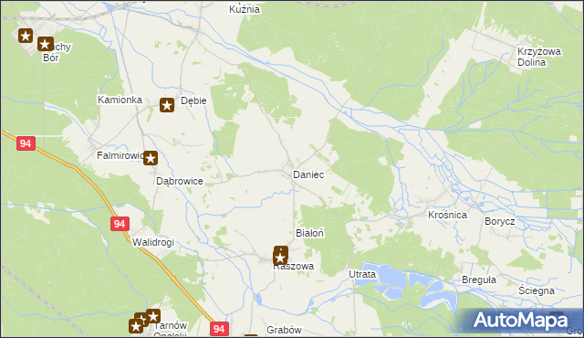 mapa Daniec, Daniec na mapie Targeo