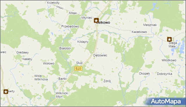 mapa Dębowiec gmina Lelkowo, Dębowiec gmina Lelkowo na mapie Targeo