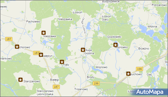 mapa Długa Goślina, Długa Goślina na mapie Targeo