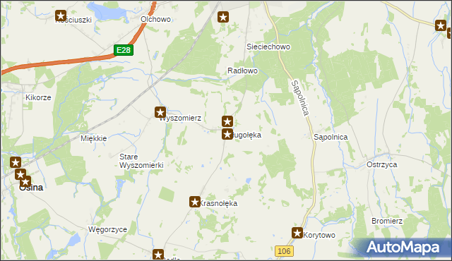 mapa Długołęka gmina Nowogard, Długołęka gmina Nowogard na mapie Targeo