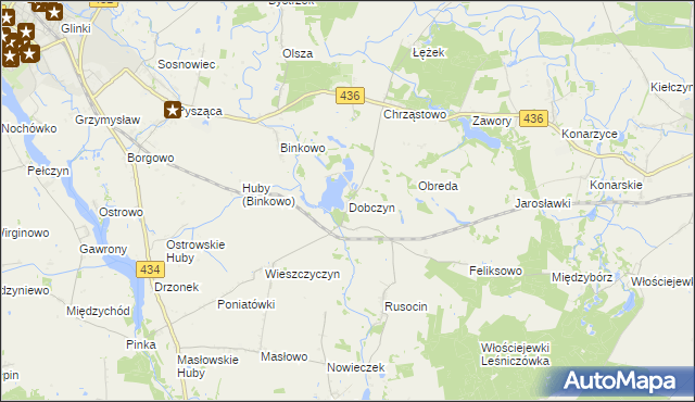 mapa Dobczyn gmina Śrem, Dobczyn gmina Śrem na mapie Targeo