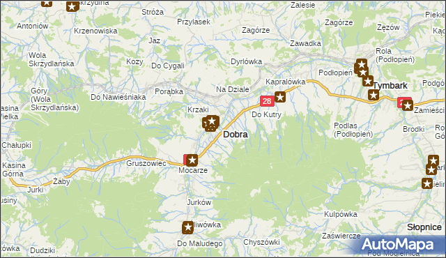 mapa Dobra powiat limanowski, Dobra powiat limanowski na mapie Targeo