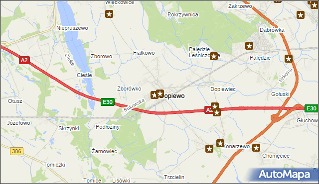 mapa Dopiewo, Dopiewo na mapie Targeo