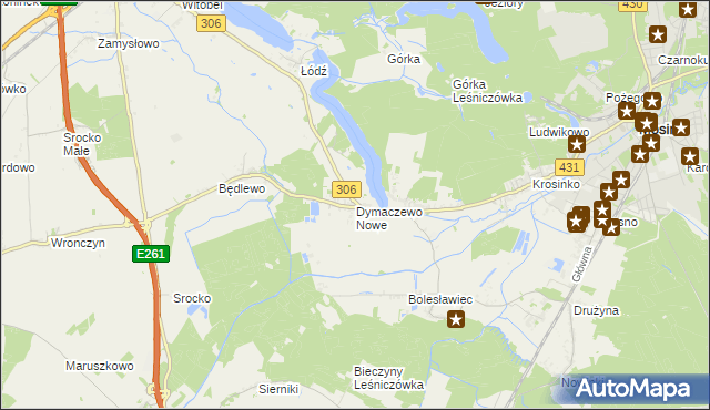 mapa Dymaczewo Nowe, Dymaczewo Nowe na mapie Targeo