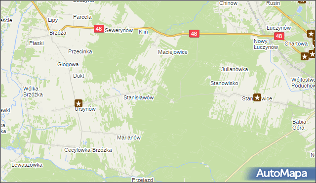 mapa Działki Brzóskie, Działki Brzóskie na mapie Targeo