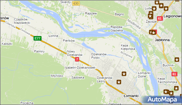 mapa Dziekanów Polski, Dziekanów Polski na mapie Targeo