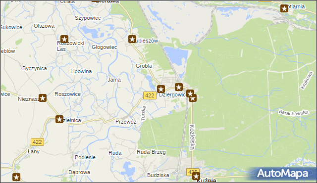 mapa Dziergowice, Dziergowice na mapie Targeo