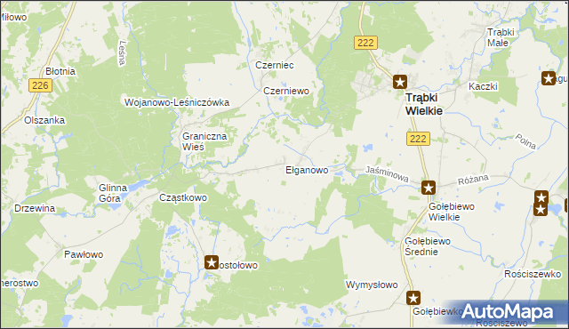 mapa Ełganowo, Ełganowo na mapie Targeo