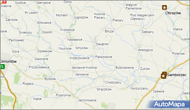 mapa Faliszowice, Faliszowice na mapie Targeo