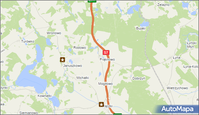mapa Frąknowo, Frąknowo na mapie Targeo