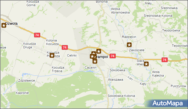 mapa Frampol powiat biłgorajski, Frampol powiat biłgorajski na mapie Targeo