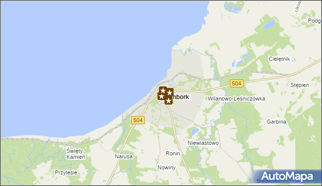 mapa Frombork, Frombork na mapie Targeo